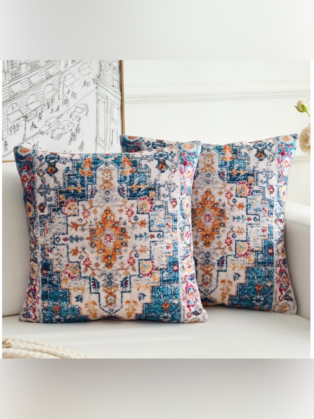 Decorative Pillow Covers 18x18” (2-pack) BLUE PINK